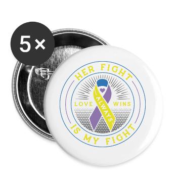 Son combat est ma lutte contre la sensibilisation au cancer de la vessie - Lot de 5 grands badges (56 mm) - blanc - Devant