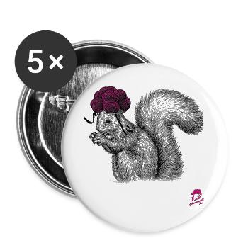 Black Forest Tussi Squirrel with Bollenhut - Buttons large 2.2''/56 mm (5-pack) - white - Front