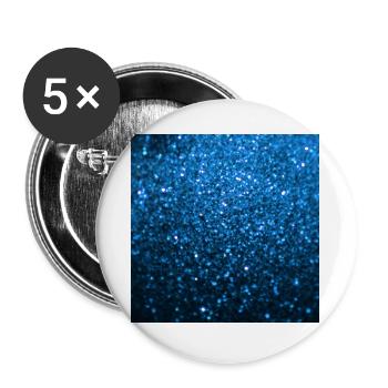 Funkelnder blauer Glitter - Buttons groß 56 mm (5er Pack) - Weiß - Vorne
