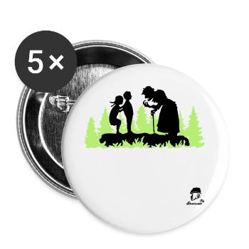 Hansel et Gretel dans la forêt des sorcières - Lot de 5 grands badges (56 mm) - blanc - Devant