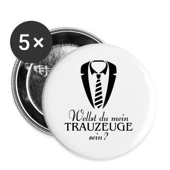 Trauzeuge Geschenk Hochzeit Ehe Braut - Buttons groß 56 mm (5er Pack) - Weiß - Vorne