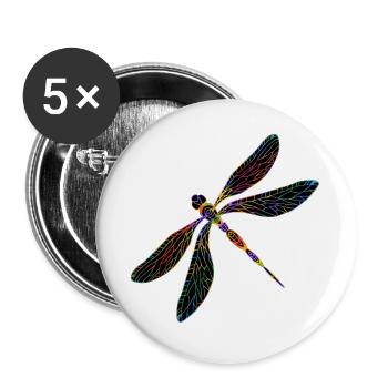 Libellule - Lot de 5 grands badges (56 mm) - blanc - Devant