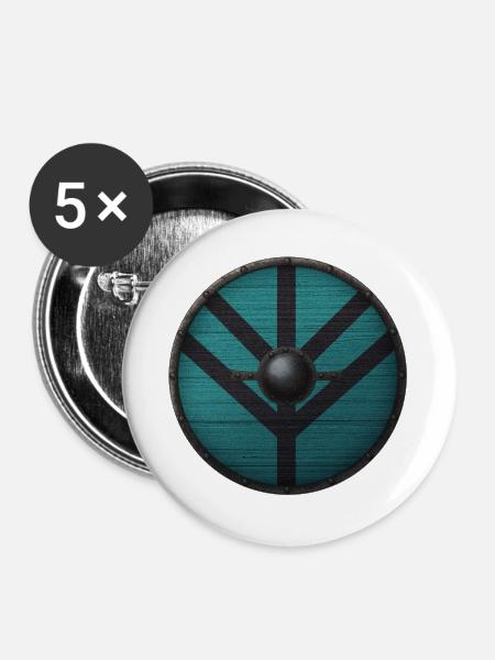 Wikinger-Schild - Buttons groß 56 mm (5er Pack) - Weiß