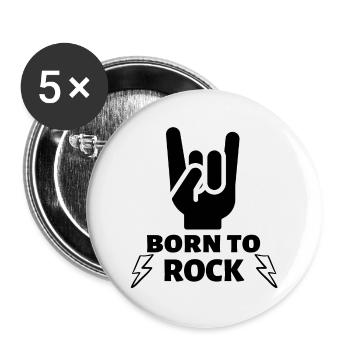 born to rock t shirt rock and roll eclair music - Buttons groß 56 mm (5er Pack) - Weiß - Vorne