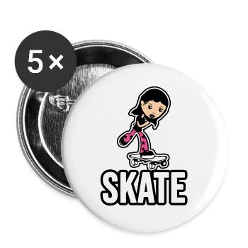 Skater Girl! - Buttons groß 56 mm (5er Pack) - Weiß - Vorne