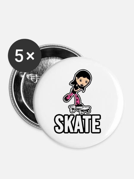 Skater Girl! - Buttons groß 56 mm (5er Pack) - Weiß