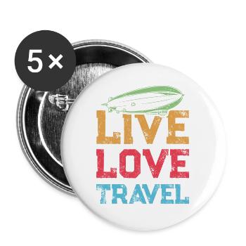 Live Love Travel Zeppelin - Buttons large 2.2''/56 mm (5-pack) - white - Front