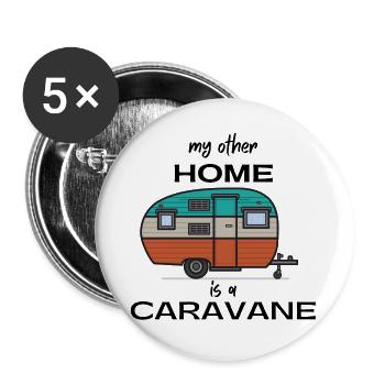 my other home is a caravane cadeau campeur homme - Lot de 5 grands badges (56 mm) - blanc - Devant