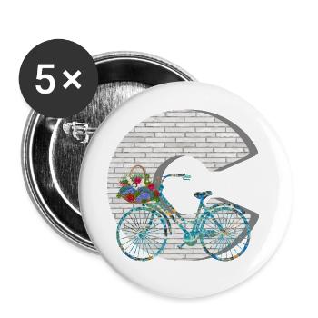 fahrrad e 100 c - Buttons groß 56 mm (5er Pack) - Weiß - Vorne