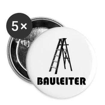 Bauleiter Leiter Bau baustellen - Buttons groß 56 mm (5er Pack) - Weiß - Vorne