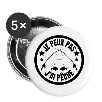 Je peux pas j'ai pêche (cercle) - Lot de 5 grands badges (56 mm) - blanc - Devant
