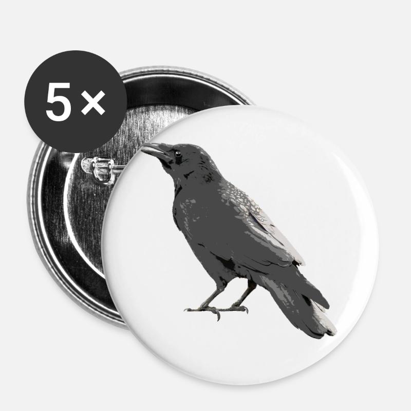 Rabe - Buttons groß 56 mm (5er Pack) - Weiß