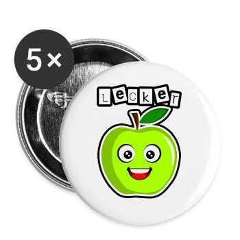 Lecker grüner Apfel - Buttons groß 56 mm (5er Pack) - Weiß - Vorne