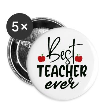 Bester Lehrer aller Zeiten - Buttons groß 56 mm (5er Pack) - Weiß - Vorne