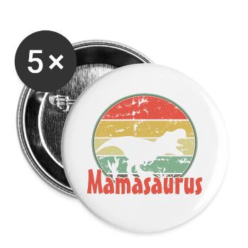 Mama Mamasaurus - Buttons groß 56 mm (5er Pack) - Weiß - Vorne