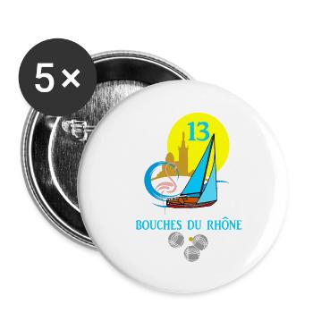 Bouches du rhône - Buttons large 2.2''/56 mm (5-pack) - white - Front