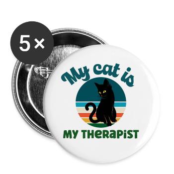 Cat Lover Gift - My Cat Is My Therapist - Buttons large 2.2''/56 mm (5-pack) - white - Front