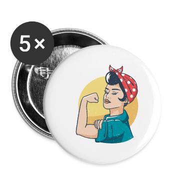 Feminismus Feminist Frauenrechte - Buttons groß 56 mm (5er Pack) - Weiß - Vorne