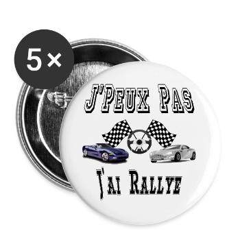 J'Peux Pas J'ai Rallye Course Sport Automobile - Lot de 5 grands badges (56 mm) - blanc - Devant