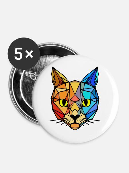 Tier Tiger - Buttons groß 56 mm (5er Pack) - Weiß