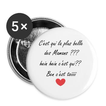 La plus belle des mamans - Lot de 5 grands badges (56 mm) - blanc - Devant