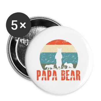 Papa bear - Buttons groß 56 mm (5er Pack) - Weiß - Vorne