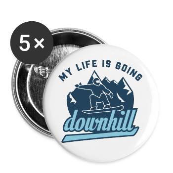 Downhill Snowboarding - Buttons large 2.2''/56 mm (5-pack) - white - Front