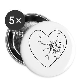 Gebrochene Herz geheilt - Buttons groß 56 mm (5er Pack) - Weiß - Vorne