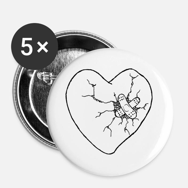 Broken heart healed - Buttons large 2.2''/56 mm (5-pack) - white
