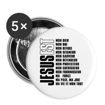 JÉSUS EST MON TOUT - Lot de 5 grands badges (56 mm) - blanc - Devant
