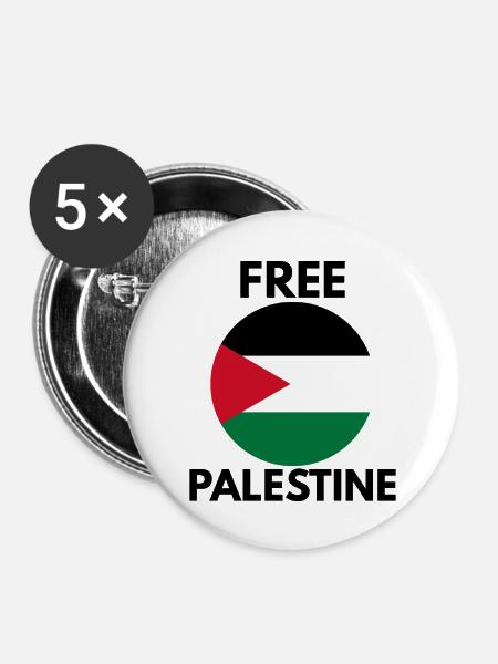 Free Palestine - Buttons large 2.2''/56 mm (5-pack) - white