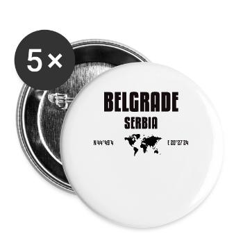 Belgrade, Serbia - Lot de 5 grands badges (56 mm) - blanc - Devant