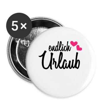 Endlich Urlaub - Buttons groß 56 mm (5er Pack) - Weiß - Vorne