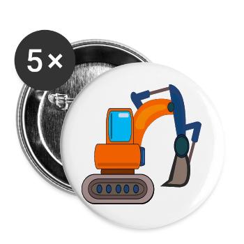 CONSTRUCTION SITE EXCAVATOR CHILDREN DIGGING - Buttons large 2.2''/56 mm (5-pack) - white - Front