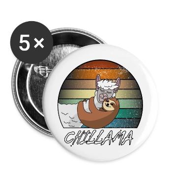 Alpaka und Faultier - das ist Liebe - Valentinstag - Buttons groß 56 mm (5er Pack) - Weiß - Vorne