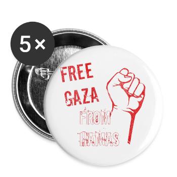 free gaza from - Buttons large 2.2''/56 mm (5-pack) - white - Front
