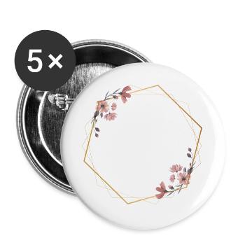 Geometric elegance with pink flowers - Buttons large 2.2''/56 mm (5-pack) - white - Front