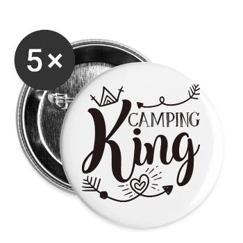 Roi de camping - Lot de 5 grands badges (56 mm) - blanc - Devant