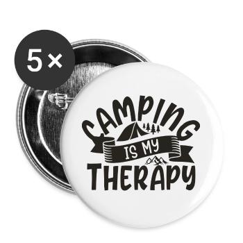Camping Is My Therapy - Buttons large 2.2''/56 mm (5-pack) - white - Front