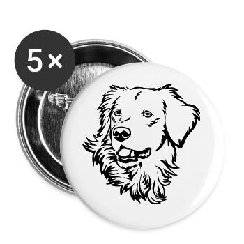 Golden Retriever Head - Buttons large 2.2''/56 mm (5-pack) - white - Front