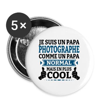 JE SUIS UN PAPA PHOTOGRAPHE - Lot de 5 grands badges (56 mm) - blanc - Devant
