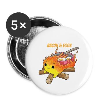 Calcifers Bacon and Egg Cook Food Lover - Buttons large 2.2''/56 mm (5-pack) - white - Front