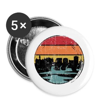Sunset Skyline Silhouette - Buttons large 2.2''/56 mm (5-pack) - white - Front