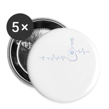 Acoustic Guitar Heartbeat Guitar Musician - Buttons large 2.2''/56 mm (5-pack) - white - Front