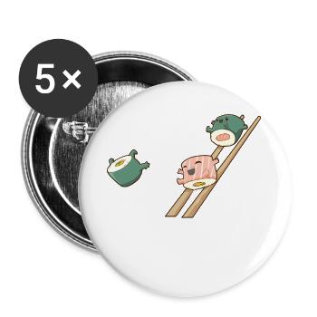 Sushi Anime Character Kawaii Japanese Food Gift - Buttons large 2.2''/56 mm (5-pack) - white - Front