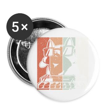Cat On A Synthesizer Vintage Analog Techno - Buttons large 2.2''/56 mm (5-pack) - white - Front