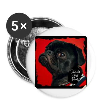Doug the pug - Buttons large 2.2''/56 mm (5-pack) - white - Front