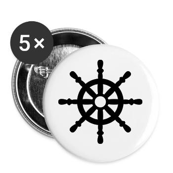 Nautical symbol vector ship steering wheel design - Buttons large 2.2''/56 mm (5-pack) - white - Front