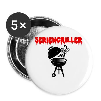 seriengriller grill grillen griller - Buttons groß 56 mm (5er Pack) - Weiß - Vorne