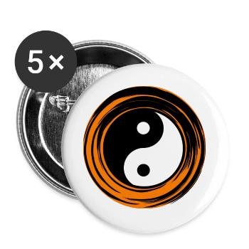 Yin-Yang orange - Lot de 5 grands badges (56 mm) - blanc - Devant